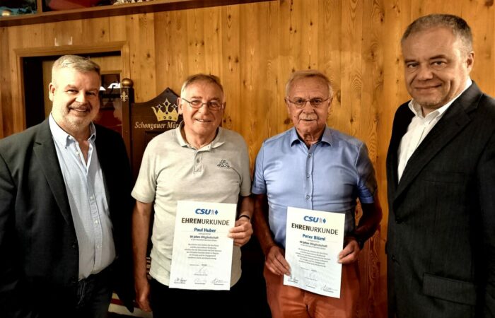 90 Jahre Engagement für die CSU bringen Paul Huber und Peter Blüml zusammen
